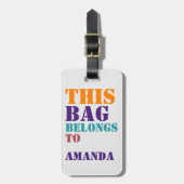 Zak Aandacht Naam Adres Gepersonaliseerd Kleurrijk Bagagelabel (Voorkant verticaal)