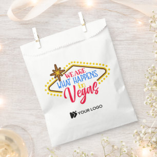 Zak met logo voor give-away op beurs in Las Vegas Bedankzakje