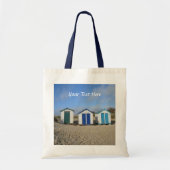 zak met strandhutten blauwe hemel en engelse zee tote bag (Voorkant)