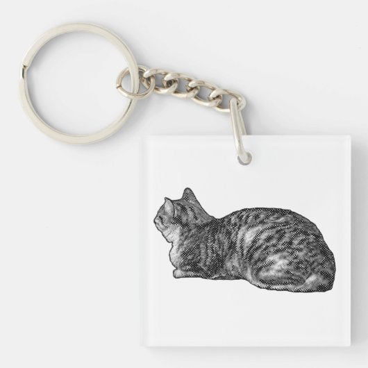 Zak tabby, ingetrokken poten sleutelhanger (voorkant)