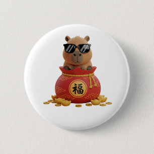 Zak van de Geluksbrenger Capybara Chinees Nieuwjaa Ronde Button 5,7 Cm