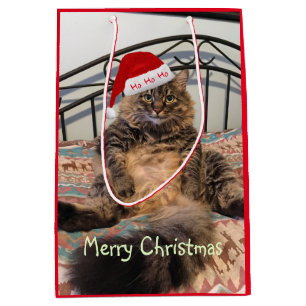 Zak van de Gift van Ho Ho Ho van de Kat van de Medium Cadeauzakje