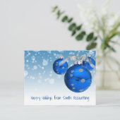 Zakblauw kerstversiering feestdagenkaart (Staand voorkant)