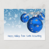 Zakblauw kerstversiering feestdagenkaart (Voorkant)