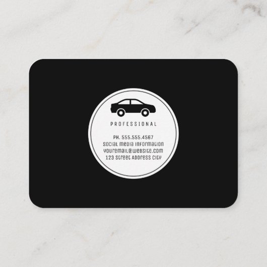 Zakelijk / Auto-icoon (Zwart / Lichtbruin) Visitekaartje (Achterkant)