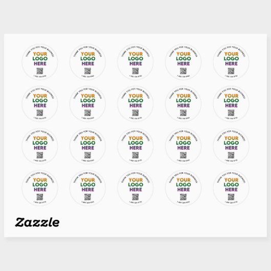 Zakelijk Bedankt Aangepaste Logo QR Code Classic R Ronde Sticker (Vel)