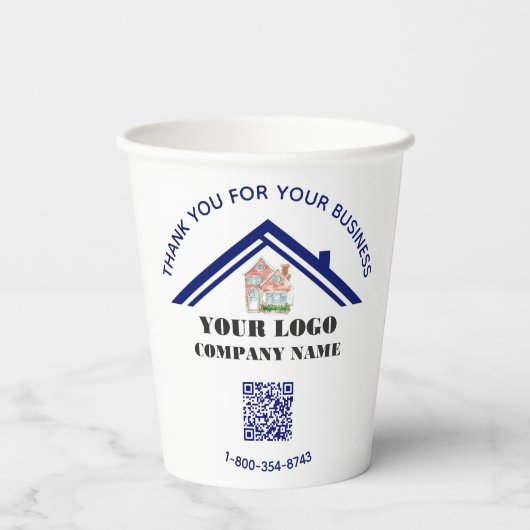 Zakelijk bedankt Aangepaste Logo QR-code Papieren Bekers (Achterkant)
