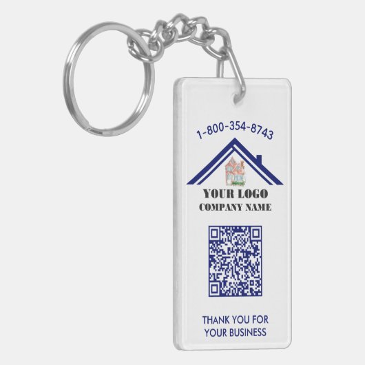 Zakelijk bedankt Aangepaste Logo QR-code Sleutelhanger (Voorkant Links)