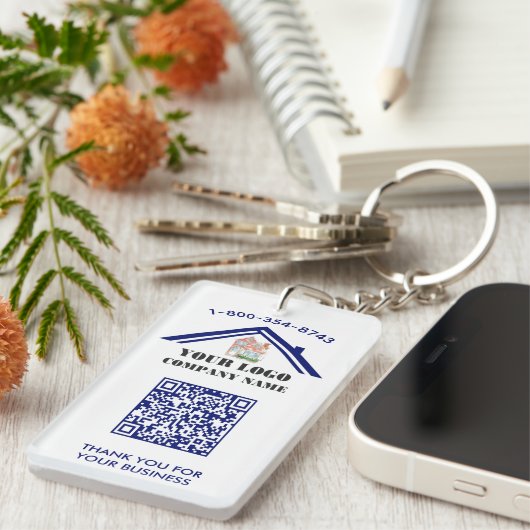 Zakelijk bedankt Aangepaste Logo QR-code Sleutelhanger (Voorkant Rechts)