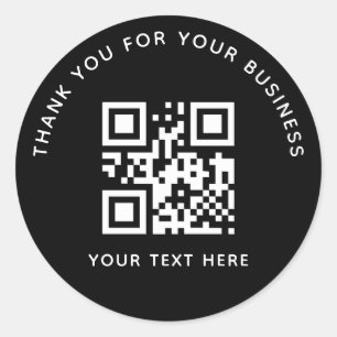 Zakelijk Bedankt Aangepaste QR Code Zwart Ronde Sticker