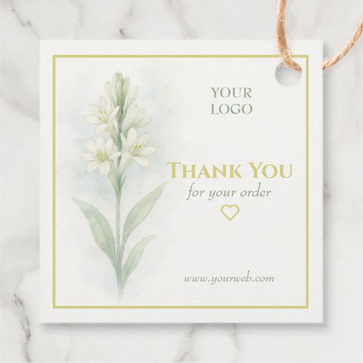Zakelijk Bedankt Label met Tuberose (Achterkant)