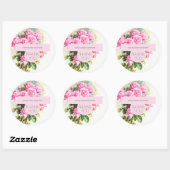 Zakelijk Bedankt  Roze Rozen Ronde Sticker (Vel)