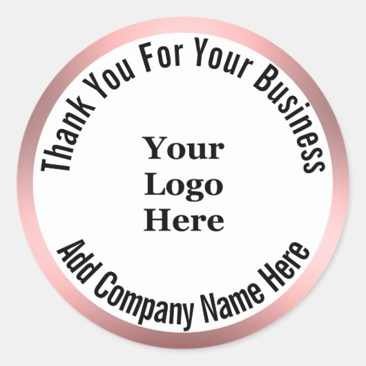 Zakelijk bedankt Zwart wit Roze je Logo hier Ronde Sticker (Voorkant)