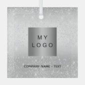 Zakelijk bedrijf logo Silver Glitter classic Glas Ornament (Voorkant)