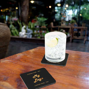 Zakelijk bedrijf logo tekst slogan goud zwart goud bier onderzetter