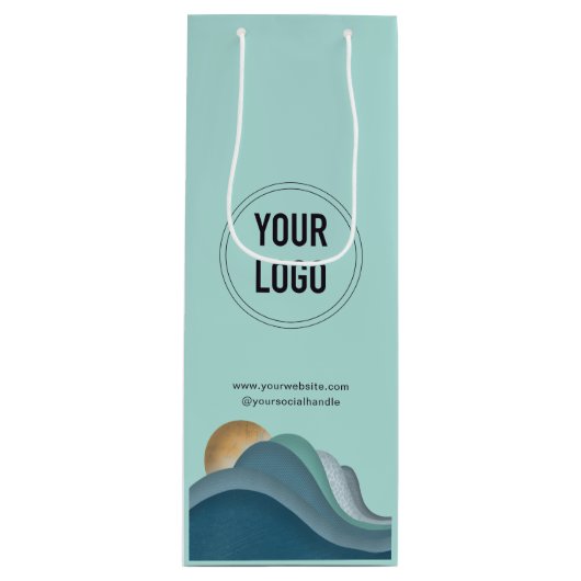 Zakelijk bedrijfslogo op maat papieren wijncadeaut wijn cadeautas (Voorkant)