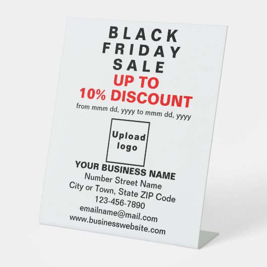 Zakelijk Black Friday Sale op wit voetstuk teken Reclamebord Met Voetstuk (Voorkant)