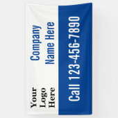 Zakelijk Blauw Wit Bedrijfsnaam Logo Telefoonnr. Spandoek (Verticaal)