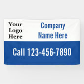 Zakelijk Blauw Wit Bedrijfsnaam Logo Telefoonnr. Spandoek (Horizontaal)