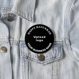 Zakelijk Chanoeka-groet op zwarte ronde knop Button 7,6 Cm
