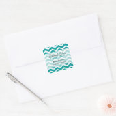 Zakelijk dank u Blauwgroen Chevron Pattern Vierkante Sticker (Envelop)