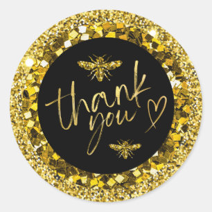 Zakelijk dank u Elegant Zwart en Goud Ronde Sticker