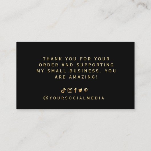 Zakelijk dank u Elegant Zwart en Goud Visitekaartje (Achterkant)