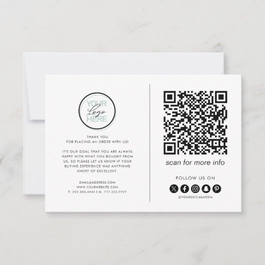 Zakelijk Dank u Nota QR Code Kaart (Voorkant)