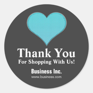 Zakelijk Dank u Polka Dot Heart Blue Ronde Sticker