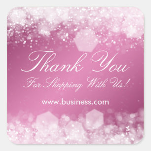 Zakelijk dank u sprankelende nacht roze vierkante sticker