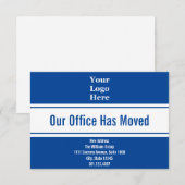 Zakelijk diepblauw en wit verhuisbericht aankondiging (Voorkant / Achterkant)