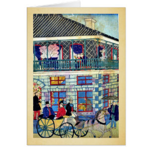 Zakelijk district in Yokohama door Utagawa, Hirosh