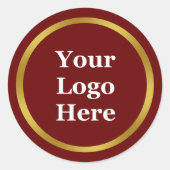 Zakelijk Donkerrood en Goud Uw Logo Hier Sjabloon Ronde Sticker (Voorkant)