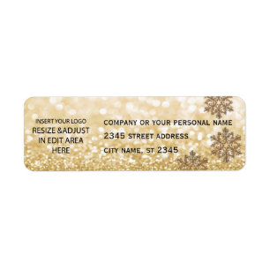 Zakelijk eenvoudig / insert logo glittery sneeuwvl etiket