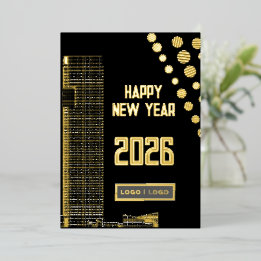 Zakelijk Gelukkig Nieuwjaar 2026 Urban Long logo Folie Feestdagenkaart