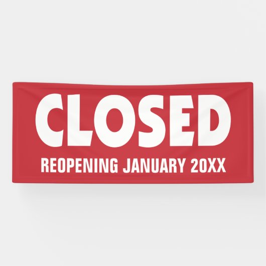 Zakelijk gesloten teken met heropening of andere i spandoek (Horizontaal)