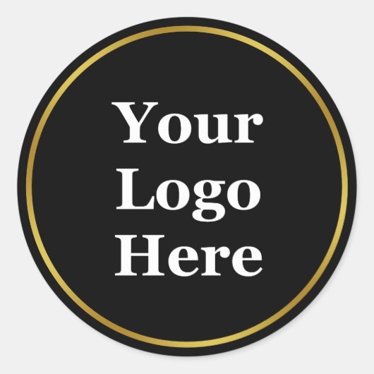 Zakelijk Goud en Zwart Uw Logo Hier Sjabloon Ronde Sticker (Voorkant)