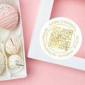 Zakelijk Goud QR Code Naam Adres Promotioneel Ronde Sticker