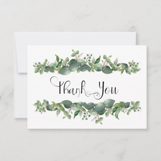 Zakelijk groen Witte bloemen Dank u Bedankkaart (Voorkant)