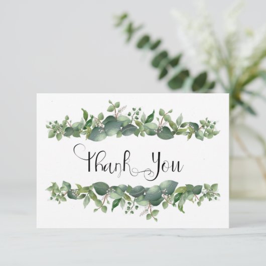 Zakelijk groen Witte bloemen Dank u Bedankkaart (Staand voorkant)