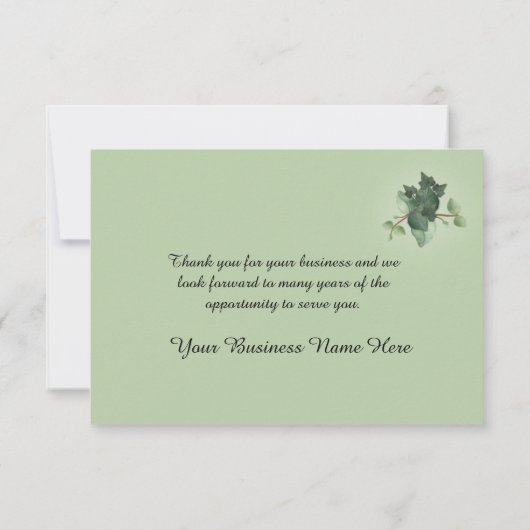 Zakelijk groen Witte bloemen Dank u Bedankkaart (Achterkant)