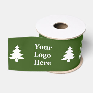 Zakelijk Groene en Witte Kerstbomen Uw Logo Grosgrain Lint