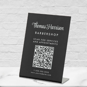 Zakelijk Handtekening Script QR Code Zwart Tafelbl Reclamebord Met Voetstuk