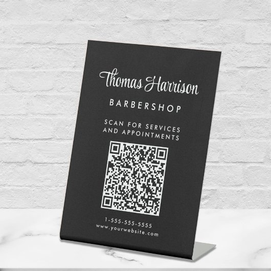 Zakelijk Handtekening Script QR Code Zwart Tafelbl Reclamebord Met Voetstuk