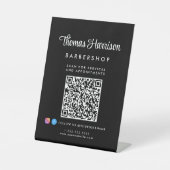 Zakelijk handtekeningscript QR-code zwart Reclamebord Met Voetstuk (Voorkant)