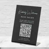 Zakelijk handtekeningscript QR-code zwart Reclamebord Met Voetstuk