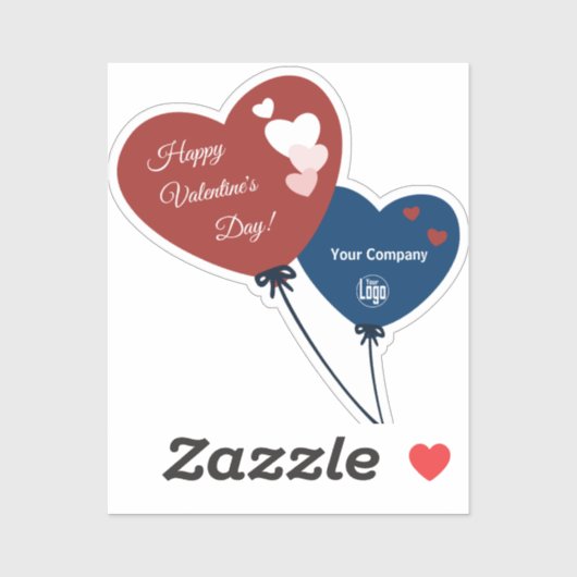Zakelijk Happy Valentijnsdag Twee Hartballonnen Sticker (Vel)