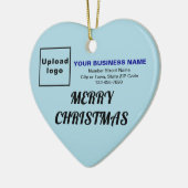 Zakelijk kerstlicht blauw hart keramisch ornament (Links)