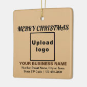 Zakelijk kerstlicht bruin vierkant keramisch ornament (Links)