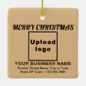 Zakelijk kerstlicht bruin vierkant keramisch ornament (Achterkant)